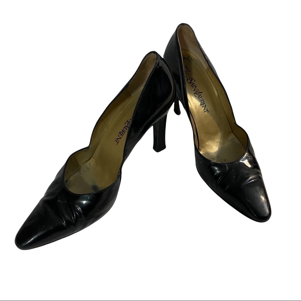 Vintage Yves Saint Laurent black patent leather pumps